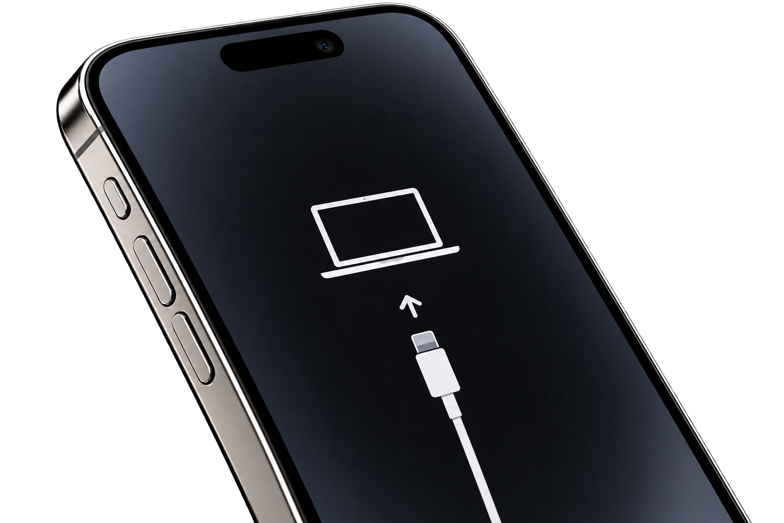 iPhone en modo recuperación minimalista